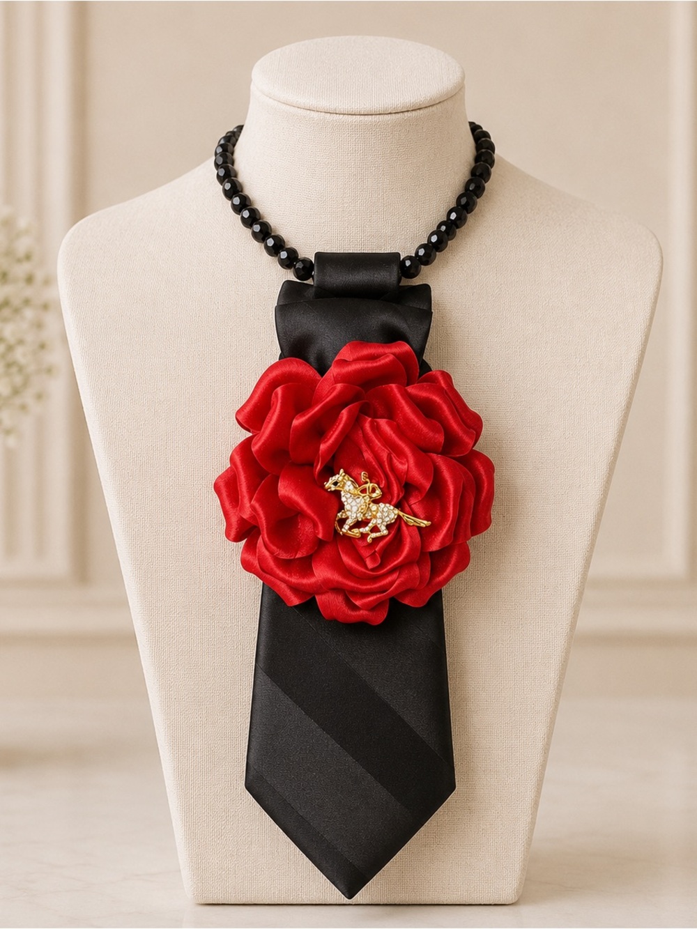 Neck Nouveau | Crimson Rose | Necktie Necklace | One of a Kind